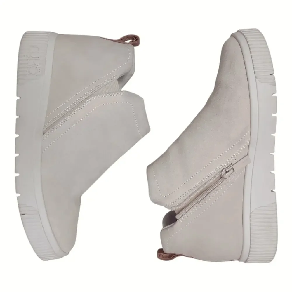 RYKA High Top Sneaker Booties Cream Suede Hidden Wedge Heel Size 8M Activewear
